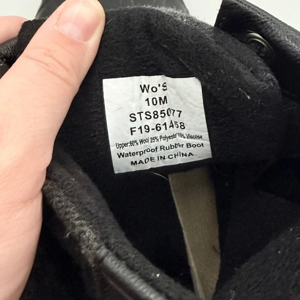 Sperry Saltwater Wool Plaid Duck Boots Womens 10 Black Grey Waterproof
